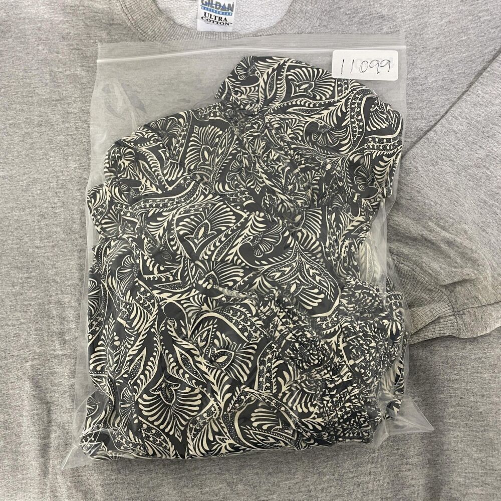 By Anthropologie Jumpsuit Womens 10 Black White Paisley Ruffle Neck Jogger Cuff - Picture 9 of 9